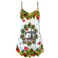 Christmas Sewing Machine Happy Place V-Neck Sleeveless Cami Dress For Vacations And Casual Warm Weather Wear