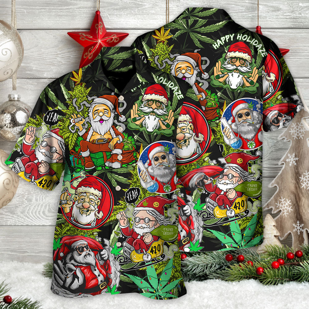 Bohemian Christmas Santa Hippie Hawaiian Shirt Pattern Detail For Outdoor Gatherings