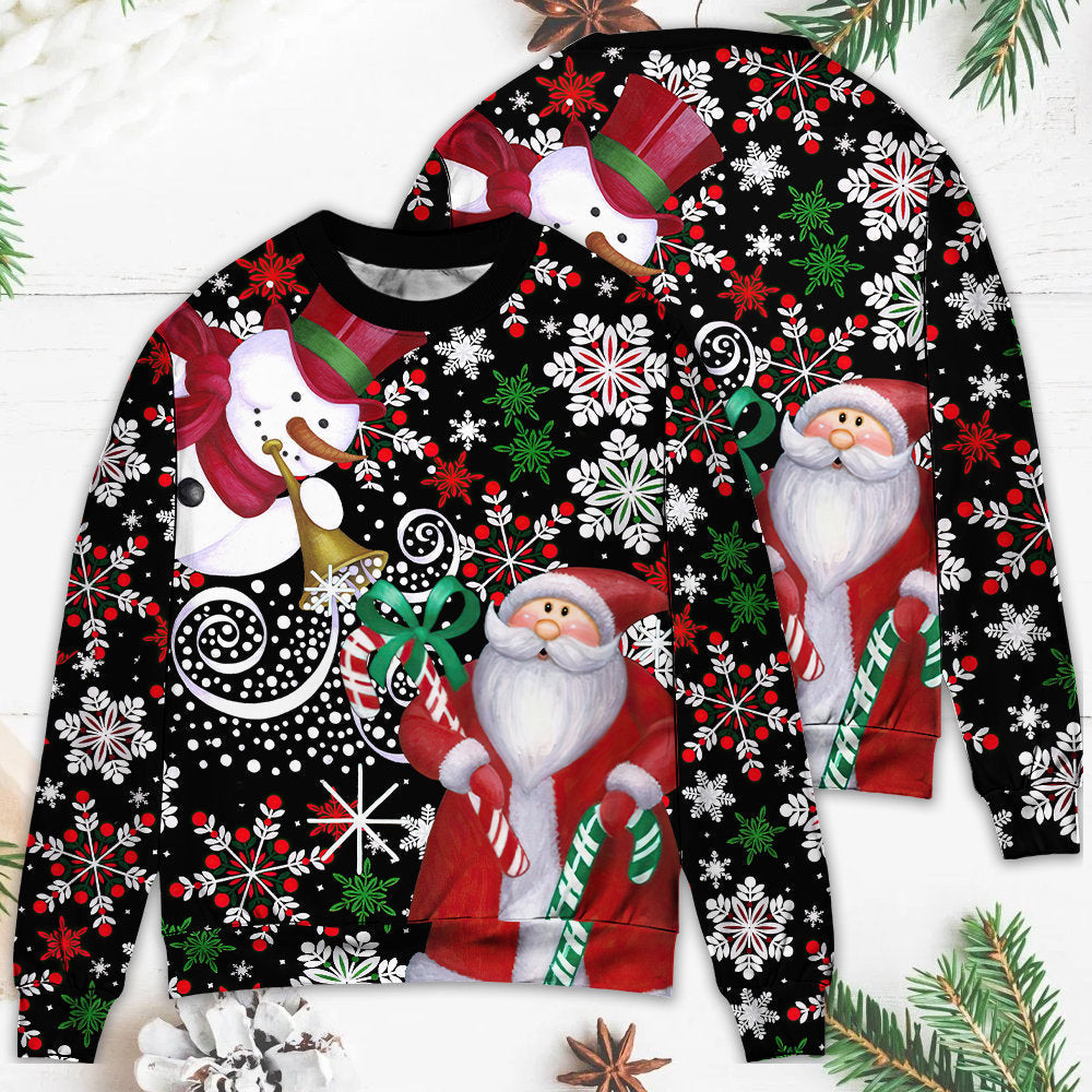 Christmas Snowy Day With Santa And Snowman Sweater For Winter Celebrations Family Events And Thoughtful Gifting