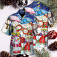 Happy Snowman Christmas New Year Hawaiian Shirt Design Detail For Beach Days And Holiday Travel