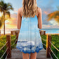Music Sounds Of Nature V-Neck Sleeveless Cami Dress For Vacations Parties And Expressive Warm Weather Styling