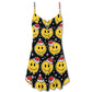 Christmas Smiling Face Santa Hat V-Neck Sleeveless Cami Dress For Festive Events And Casual Summer Styling
