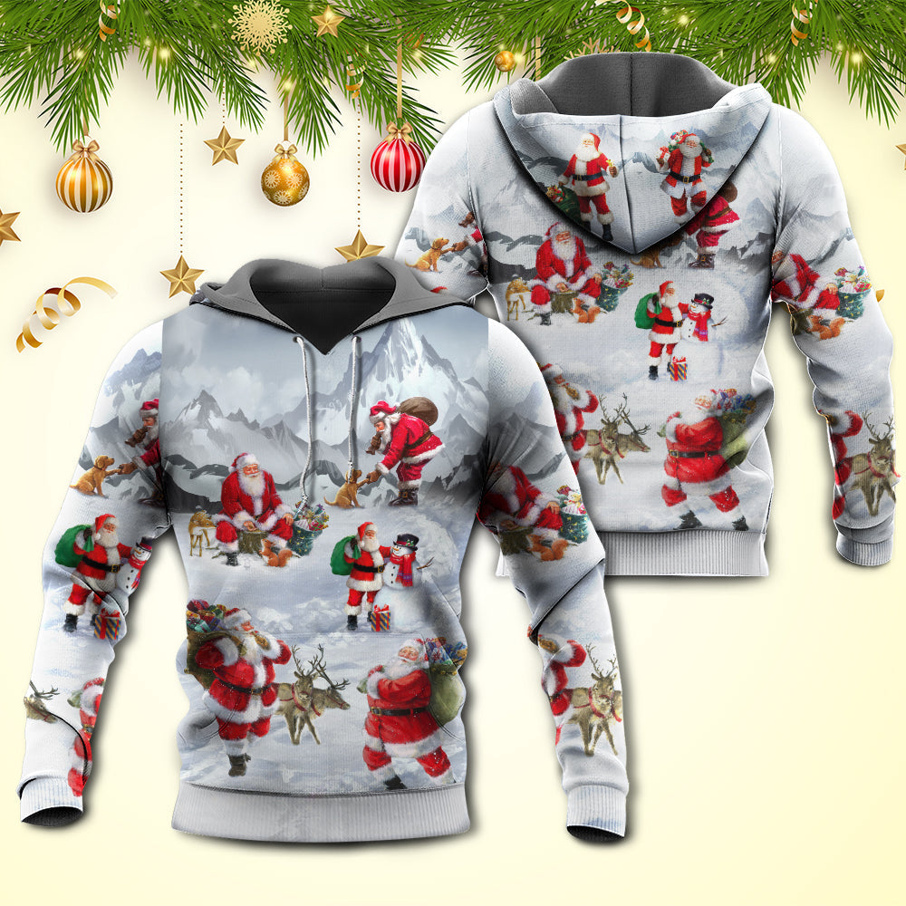 Christmas Santa Snow Mountain Hoodie For Festive Days Casual Adventures And Thoughtful Seasonal Gifting