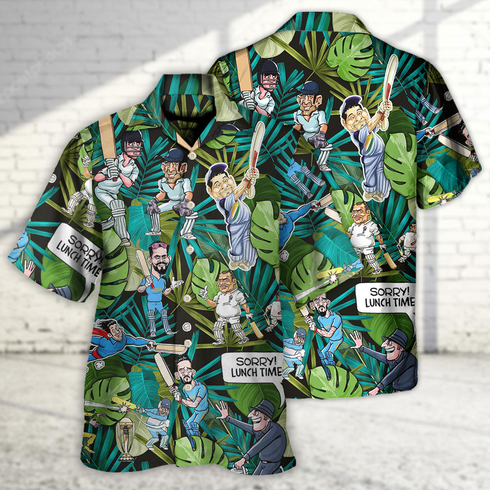 Tropical Funny Cricket Weekend Humor Hawaiian Shirt Fabric Pattern Detail For Summer Travel