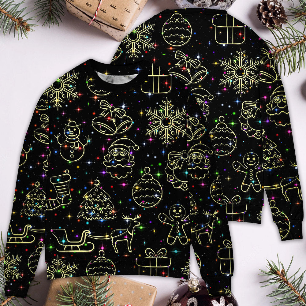 Christmas Neon Light Starry Night Sweater For Holiday Travel Winter Outings And Cheerful Gift Giving