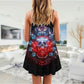 Skull Electric Dream Bold V-Neck Sleeveless Cami Dress For Festivals And Distinctive Alternative Styling