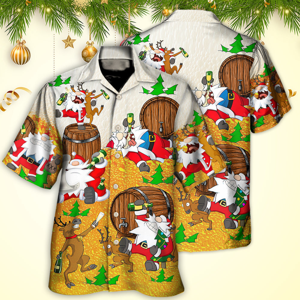 Christmas Santa Hawaiian Shirt Button Front Artwork For Coastal Travel