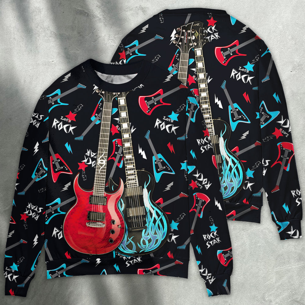 Guitar Music Enthusiast Sweater For Rehearsals Weekend Outings And Expressive Casual Styling