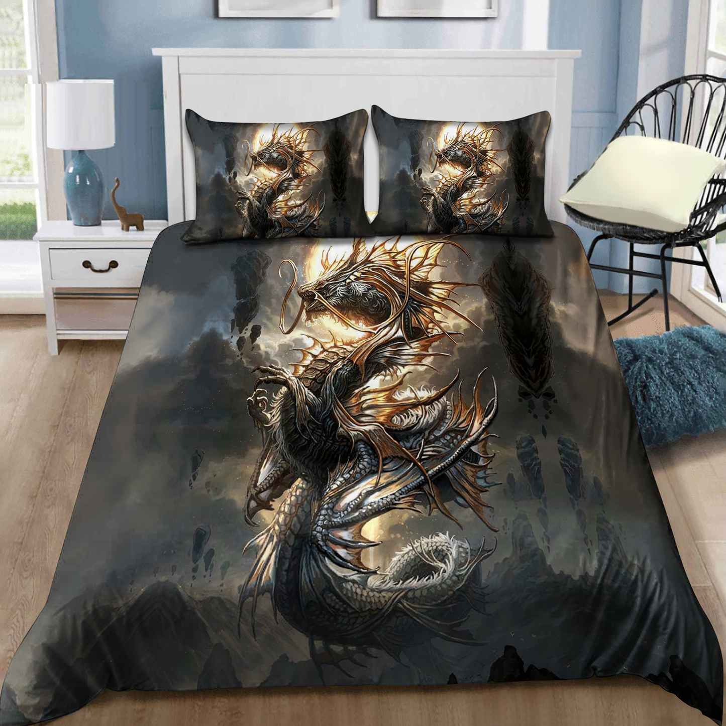 Dragon Night Sky Fantasy Bedding Cover For Fantasy Bedroom Decor
