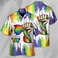 Rainbow Pride Celebration Hawaiian Shirt Pattern Detail For Summer Holidays And Outdoor Fun