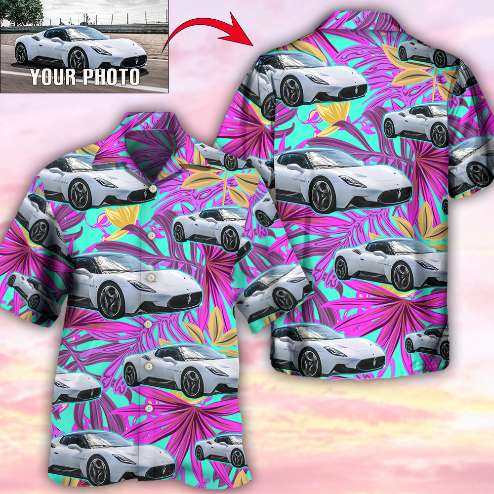 Car Various Custom Photo Hawaiian Shirt Artwork Detail For Tropical Trips And Casual Outings