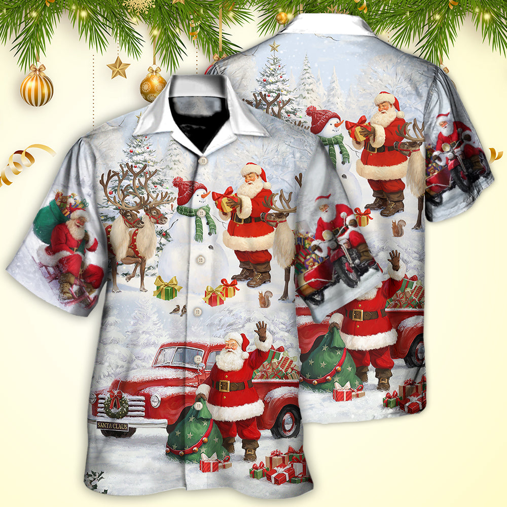 Watercolor Christmas Gift Snow Hawaiian Shirt For Summer Events And Casual Outdoor Wear