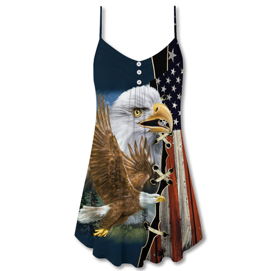 Eagle Wildlife Faith – Women's Summer Sleeveless V-Neck Camisole Dress