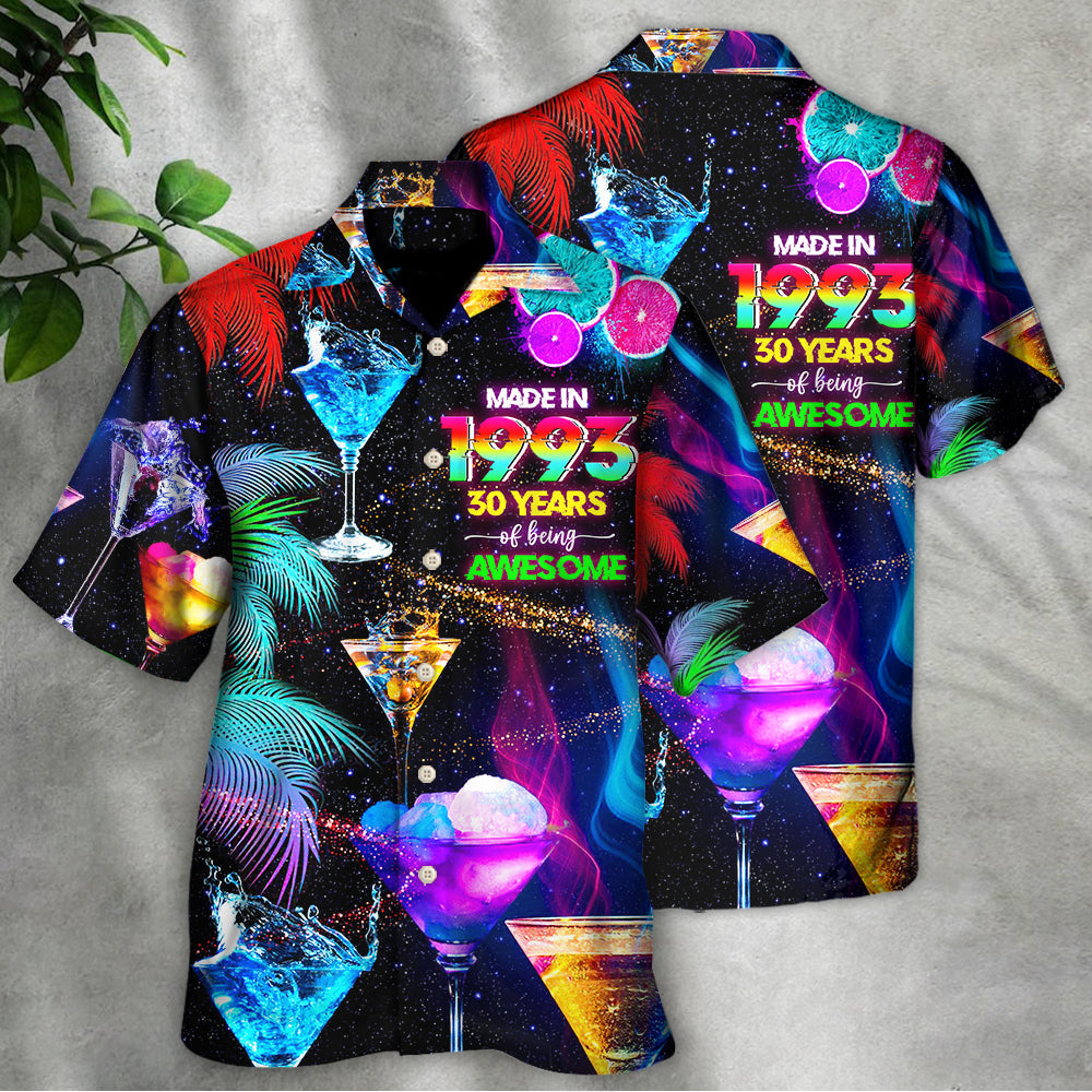 Neon Cocktail Drinking Years Hawaiian Shirt Pattern View For Relaxed Warm Weather Outfits