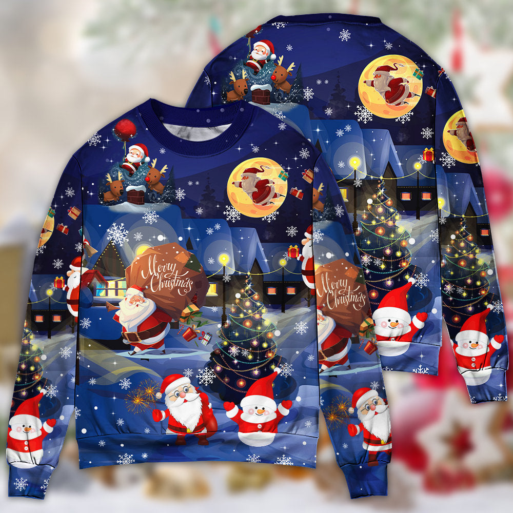 Christmas Santa And Gifts Sweater For Winter Celebrations Family Events And Thoughtful Gifting