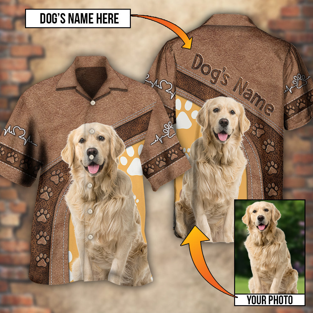 Dog Paw Various Custom Photo Personalized Hawaiian Shirt Pattern Detail For Vacation Travel And Daily Wear