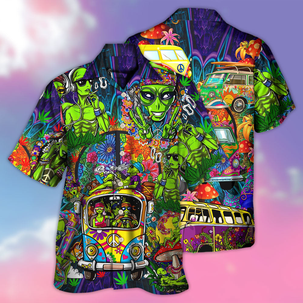 Bohemian Alien Space Psychedelic Hawaiian Shirt Artwork View For Coastal Escapes And Resort Style