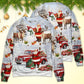 Christmas Santa Gift Snow Painting Sweater For Festive Family Events Casual Wear And Holiday Gift Giving