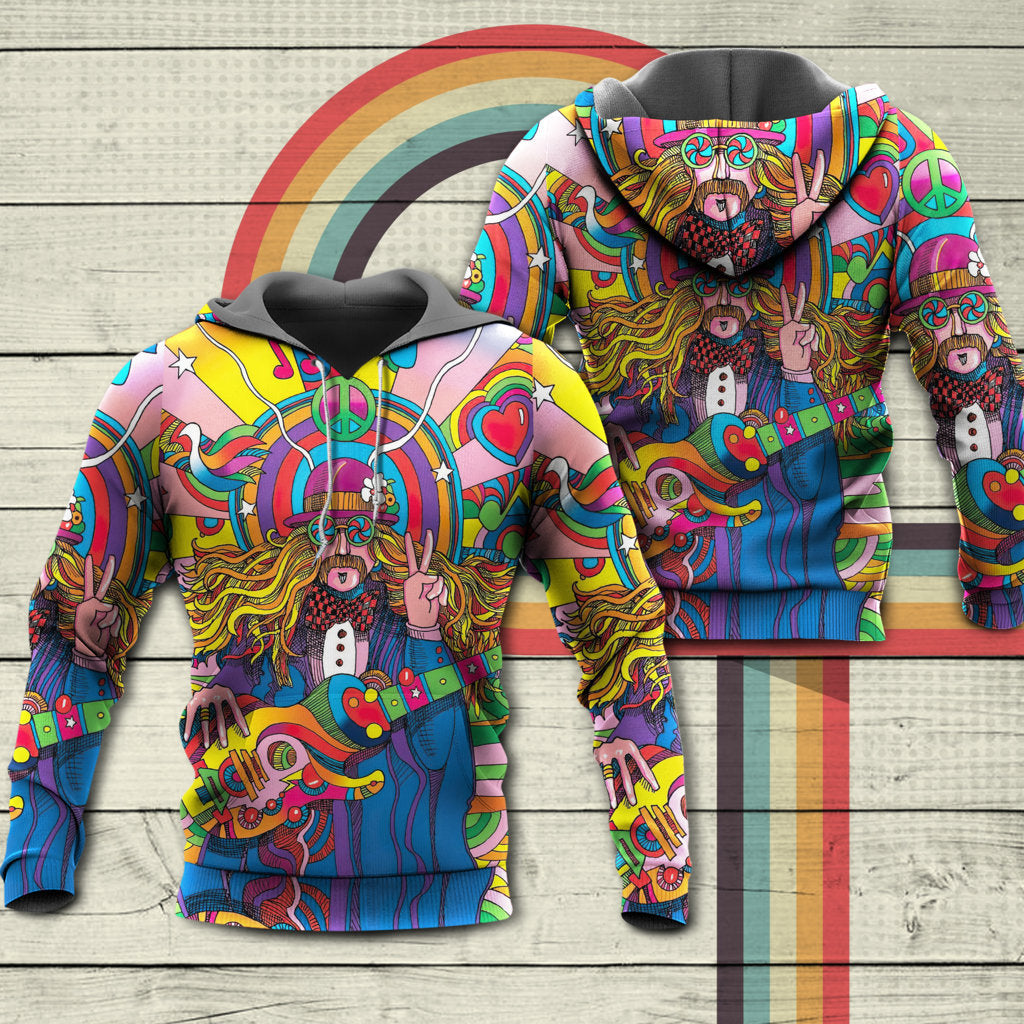 Hippie Colorful Rock Music Hoodie For Musicians Outdoor Activities And Creative Gift Ideas