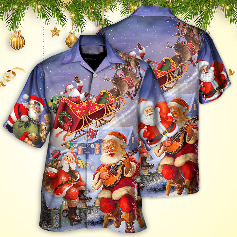 Festive Funny Christmas Hawaiian Shirt Pattern View For Relaxed Warm Weather Outfits