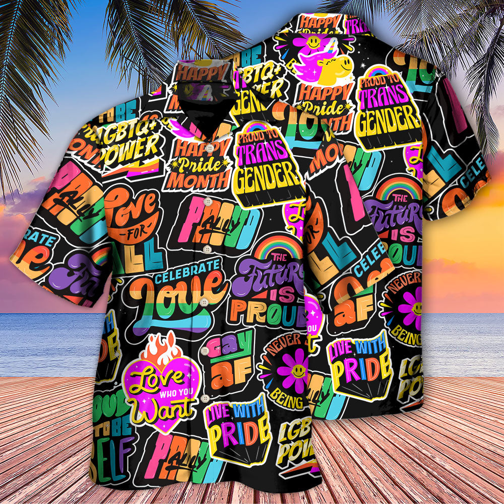 Rainbow Pride Design Hawaiian Shirt Button Front Artwork For Outdoor Gatherings