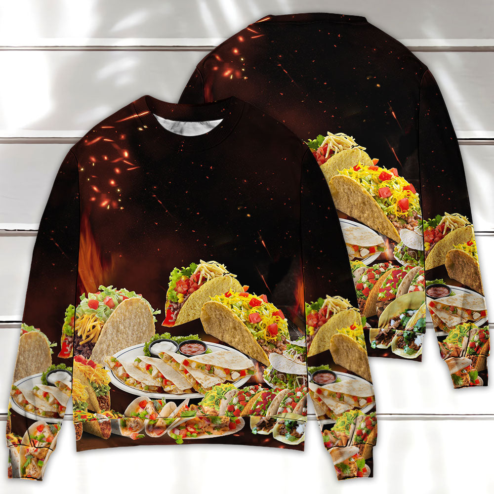 Tacos Fast Food Delicious Sweater For Weekend Outings Parties And Thoughtful Gift Giving