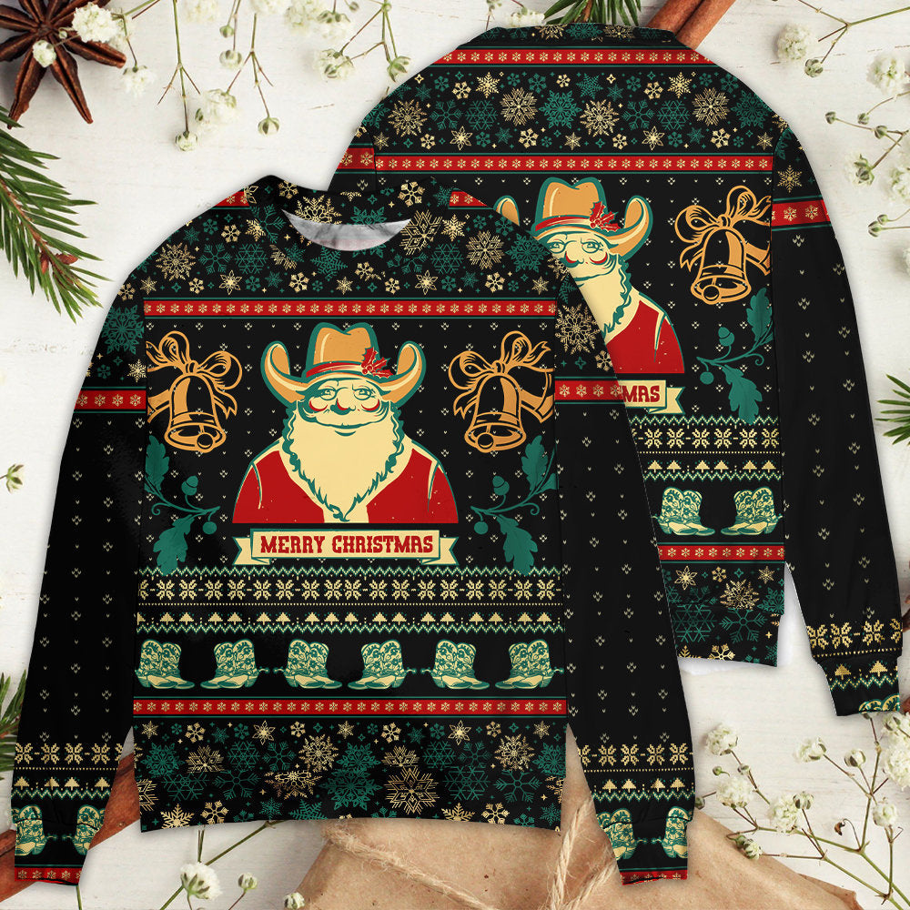 Christmas Cowboy Santa Old West Sweater For Holiday Parties Family Gatherings And Seasonal Gift Giving