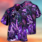 Dark Fantasy Purple Dragon Lightning Hawaiian Shirt Detailed Pattern View For Beach Days
