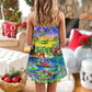 Crocodile Love Merry Christmas V-Neck Sleeveless Cami Dress For Festive Events And Casual Summer Styling