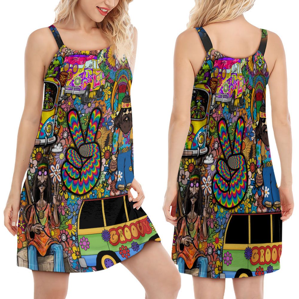 Hippie Freedom Spirit V-Neck Sleeveless Cami Dress For Music Festivals And Thoughtful Boho Gifting