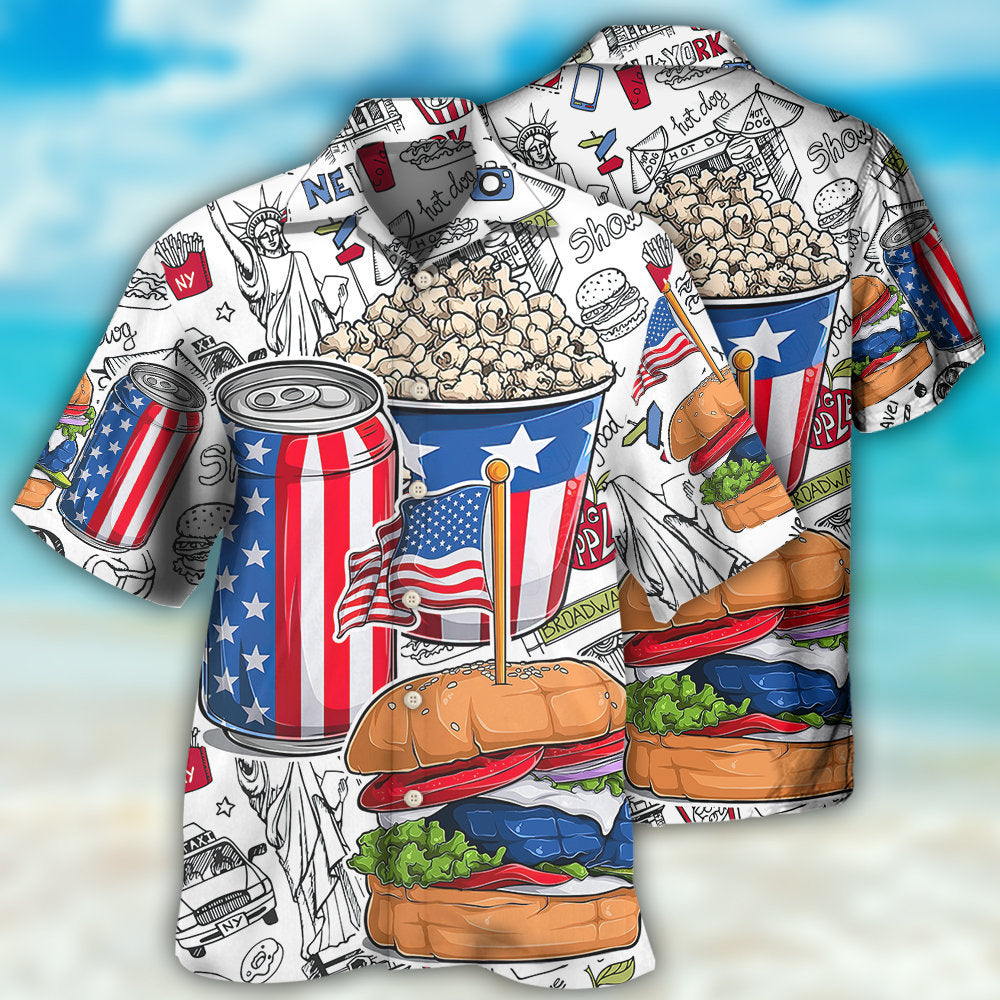 Food Independence Day Hawaiian Shirt Artwork View For Weekend Travel And Beach Style