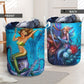 Mermaid Beautiful And Skull Laundry Basket For Nursery Dorm And Home Storage