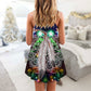 Neon Feather Mandala Christmas V-Neck Sleeveless Cami Dress For Festive Events And Casual Summer Styling