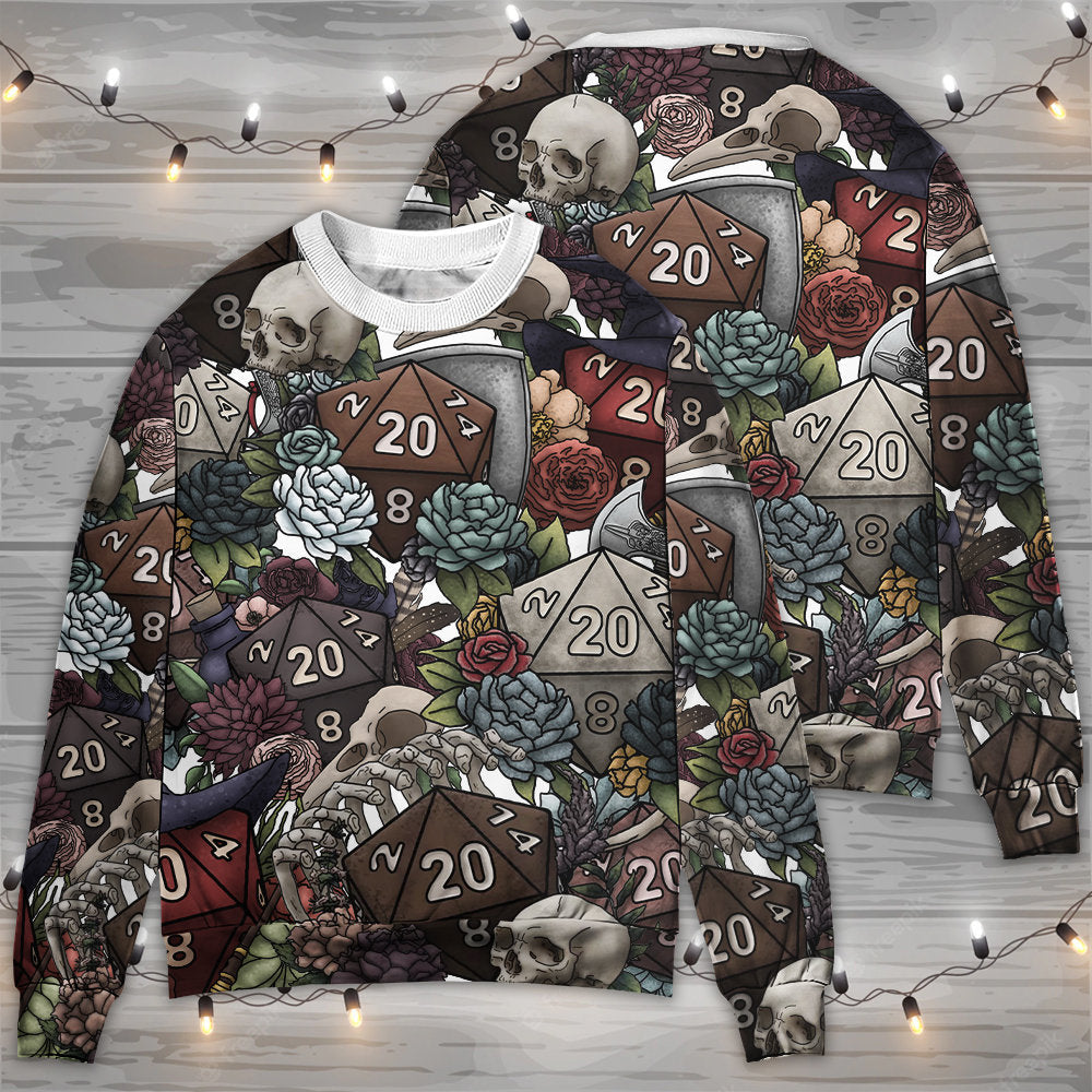 D20 Dice Dark Fantasy Sweater For Alternative Fashion Events And Thoughtful Seasonal Gifts