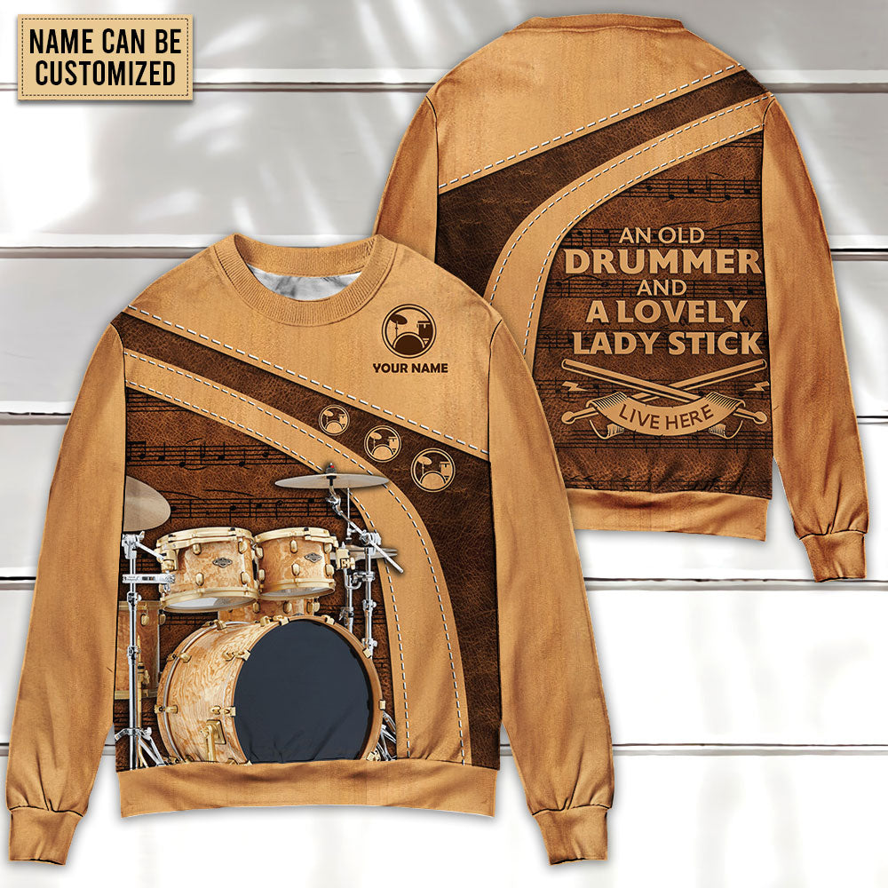 Vintage Drummer And Lady Stick Sweater For Distinctive Style Travel Adventures And Creative Gifts