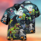 Halloween Spooky Zombie Dinosaur Hawaiian Shirt Design View For Coastal Travel