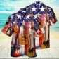 Guitar Independence Day Star American Hawaiian Shirt Pattern Detail For Summer Holidays And Outdoor Fun