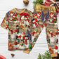 Snowman Couple Christmas Short Sleeve Pajamas Set For Christmas Mornings And Relaxed Lounging