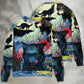 Halloween Black Wolf Starry Night Sweater For Fantasy Fans Casual Outings And Weekend Adventures