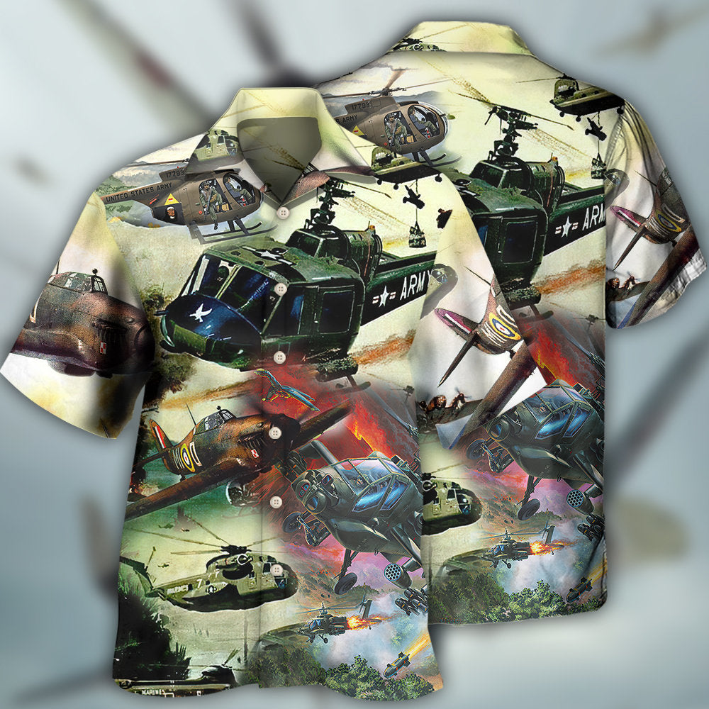 Military Creative Pattern Hawaiian Shirt All Over Print Detail For Tropical Vacations