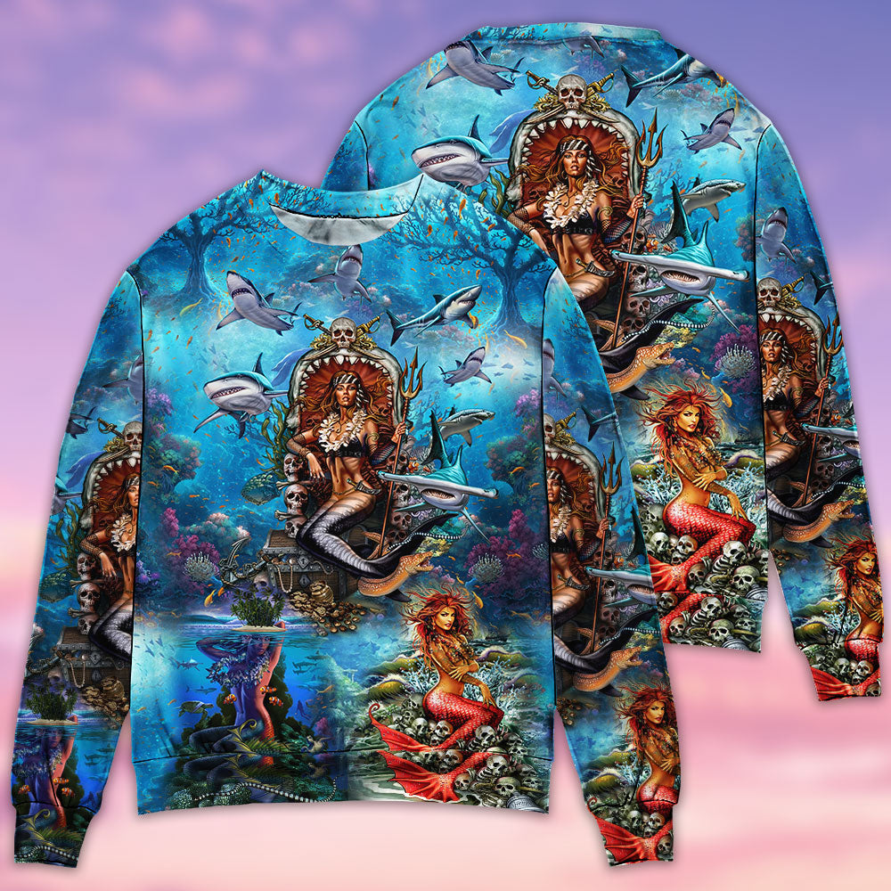 Mermaid And Skull Fantasy Sweater For Fantasy Fans Casual Outings And Weekend Adventures