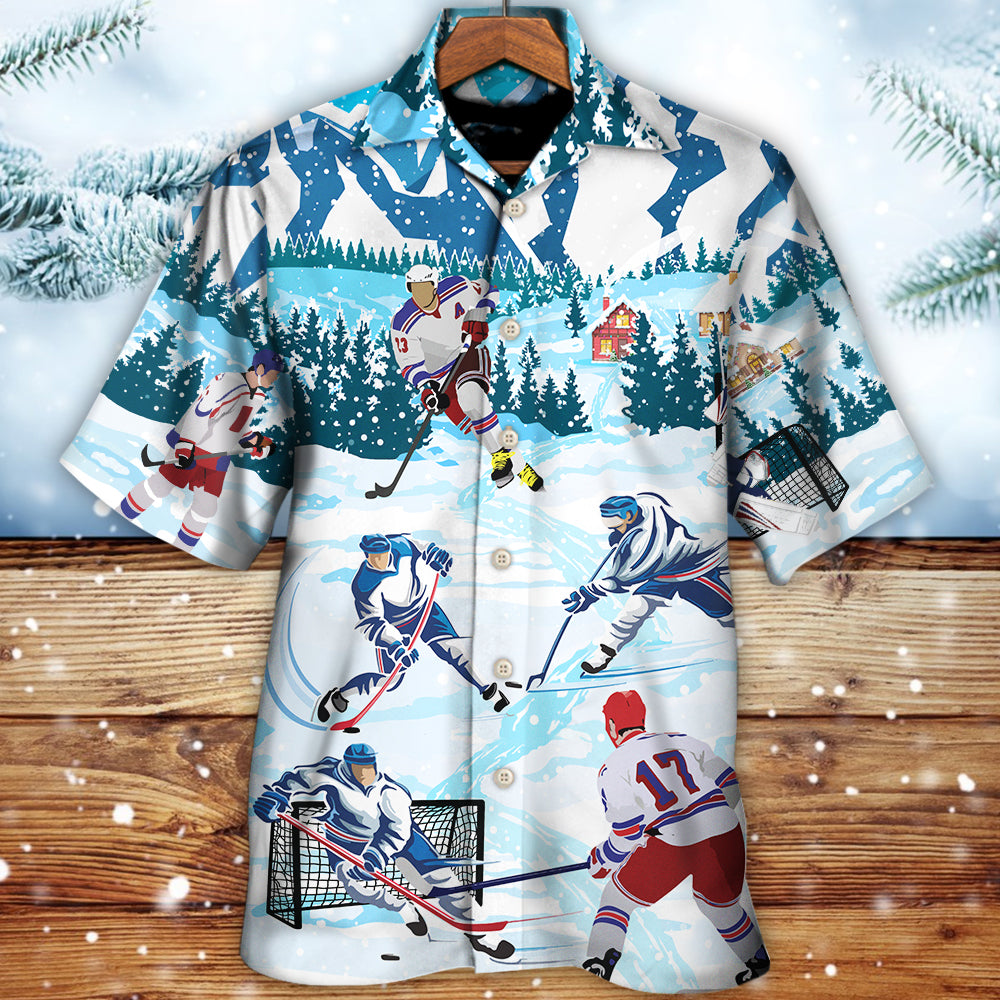 Hockey Ice Sport Hawaiian Shirt Design View For Casual Summer Styling