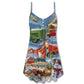 Christmas Farm Happiness V-Neck Sleeveless Cami Dress For Vacations Parties And Expressive Warm Weather Styling
