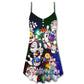 Christmas Bowling Split Neon Lights V-Neck Sleeveless Cami Dress For Festive Events And Casual Summer Styling