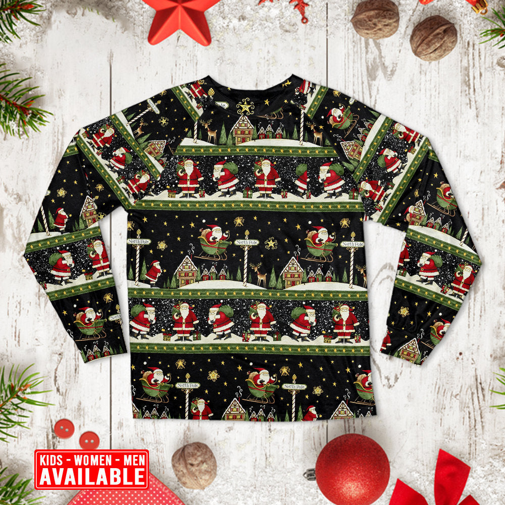 Santa Christmas Eve Adventure Long Sleeve Pajamas Set For Festive Sleepovers And Family Photos