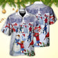 Christmas Snowman Town Hawaiian Shirt Collar And Front View For Warm Weather Events