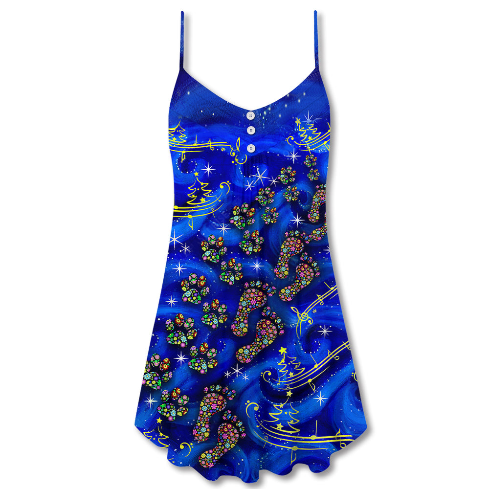 Christmas Togetherness Theme V-Neck Sleeveless Cami Dress For Festivals Travel And Relaxed Casual Summer Wear