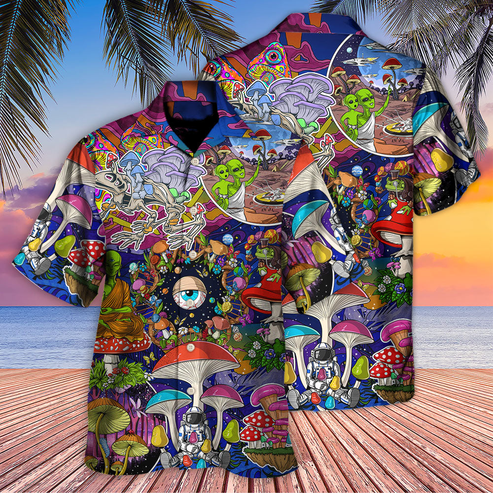 Bohemian Colorful Mushroom Aliens Stay Hawaiian Shirt For Warm Weather Adventures And Everyday Comfort