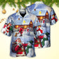Christmas Santa Snowman Village Hawaiian Shirt Print Closeup For Thoughtful Gifting