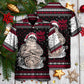 Festive Christmas Santa Hawaiian Shirt Pattern Detail For Weekend Trips